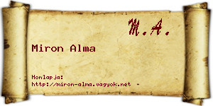 Miron Alma névjegykártya